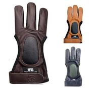 Hunt & S ow Leather Three Finger Archery Glove for Recurve & Compound Bow - Finger Tab Accessory