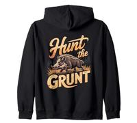 Hunt The Grunt Wild Boar Hog Hunting Rage Zip Hoodie