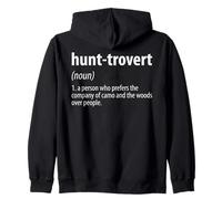 Hunt-trovert Definition Deer Hunter Deer Hunting Deer Season Zip Hoodie