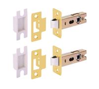 Hunta HANDLEZONE® 2 Pack 76mm / 3 inch Satin Brass Premium Tubular Mortice Latch, Catch for Internal Timber Doors - 57mm Backset