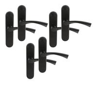 Hunta HANDLEZONE® 3 Pairs Lobo Black Matt Lever Latch Door Handle Set on Long Backplate, for Internal Doors