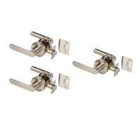 Hunta HANDLEZONE® 3 Sets Mantara Passage Leverset, Non-Locking Interior Door Lever Set, Adjustable 60-70mm Latch - Satin Nickel