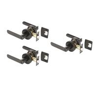 Hunta HANDLEZONE® 3 Sets Mantara Privacy Leverset, Keyless Lock with Emergency Release, Adjustable 60-70mm Latch, for Bathroom/Bedroom - Black Matt