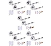 Hunta HANDLEZONE® 5 Sets Solus Internal Door Handles on Rose Lever Latch Packs, 76mm Latch, 75mm Ball Bearing Hinges - Polished Chrome