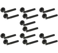 Hunta HANDLEZONE® 7 Sets Evo Knurled Grip Lever On Round Rose Door Handles, Internal Passage Latch Handles - Black Matt