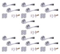 Hunta HANDLEZONE® 7 Sets Zena Internal Door Handles on Rose Lever Latch Packs with Ball Bearing Hinges - Satin Chrome