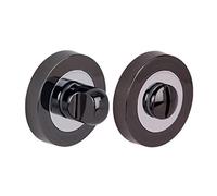 Hunta HANDLEZONE® Bathroom Toilet Door Thumbturn and Release Set - Dual Finish Black Nickel/Polished Chrome