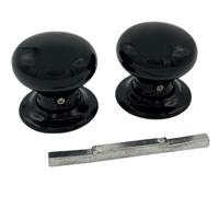 Hunta HANDLEZONE® Gloss Black Ceramic Round Door Knob - 1 Pair - Fixings Included - 60mm Diameter - Interior Use