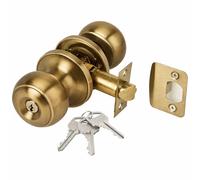 Hunta HANDLEZONE® Riva Entrance Door Knobset, Key Locking Interior Door Knobs, Adjustable 60-70mm Latch, 1 Set - Antique Bronze