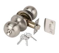 Hunta HANDLEZONE® Riva Entrance Knobset, Key Locked Door Knobset, Adjustable 60-70mm Latch, 1 Set - Satin Stainless Steel