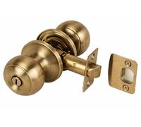 Hunta HANDLEZONE® Riva Privacy Door Knobset, Keyless Bathroom Door Lock with Emergency Release, Adjustable 60-70mm Latch, 1 Set - Antique Bronze