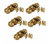 Hunta HANDLEZONE® Riva Privacy Door Knobsets, Keyless Bathroom Door Lock with Emergency Release, Adjustable 60-70mm Latch, 5 Sets - Antique Bronze
