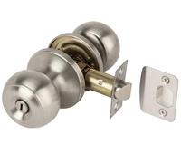 Hunta HANDLEZONE® Riva Privacy Knobset, Keyless Lock with Emergency Release, Adjustable 60-70mm Latch, for Bathroom/Bedroom, 1 Set - Satin Stainless Steel