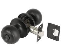 Hunta HANDLEZONE® Riva Privacy Knobset, Keyless Lock with Emergency Release, Adjustable 60-70mm Latch, for Bathroom/Bedroom, 1 Set - Black Matt