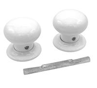 Hunta HANDLEZONE® White Ceramic Round Door Knob - 1 Pair - Fixings Included - 60mm Diameter - Interior Use
