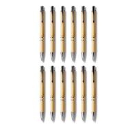 HuntaDeal Bamboo Ballpoint Pens - Eco-Friendly Sustainable Writing Pens Blue Ink Jumbo Refill Bulk Pack of 6 or 12 Office, School, Business, (PACK OF 12 PCS)