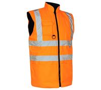 HuntaDeal Hi Viz VIS Bodywarmer Fleece Lined Reversible High Visibility Reflective Waterproof Workwear Security Safety Wear Warm Gilet Waistcoat Body Warmer Padded Vest