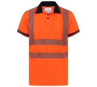 HuntaDeal Hi Viz Vis Short Sleeve Stretchable Safety T-Shirt High Visibility Workwear, Orange, 4XL