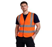 HuntaDeal Hi Viz Vis Vest Hook & Loop High Visibility Reflective Waterproof Workwear Security Safety Wear Warm Gilet Waistcoat Waist Coat Vest