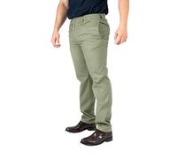 HuntaDeal Men's Elasticated Waist Trousers - Smart Casual Work Pants with Drawstring & 4 Pockets - Durable Polycotton Straight Leg Design (Green, 46W / 27L)