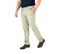 HuntaDeal Men's Elasticated Waist Trousers - Smart Casual Work Pants with Drawstring & 4 Pockets - Durable Polycotton Straight Leg Design (Stone, 50W / 29L)