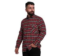 HuntaDeal Mens Shirt V2 Long Sleeved Flannel Brushed Cotton | Checked Check Lumberjack Work Warm Casual Work Outdoor Shirt, Red, L