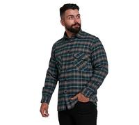 HuntaDeal Mens Shirt V2 Long Sleeved Flannel Brushed Cotton | Checked Check Lumberjack Work Warm Casual Work Outdoor Shirt, Green, XL