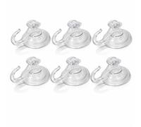 HUNTADEAL Suction Hooks Transparent 3KG - No Drill Wall Hooks for Bathroom Shower Tile Glass - Reusable Vacuum Suction Cup Hooks, Push Down to Lock, Traceless Wreath Hanger for Kitchen Window (6 Pack)