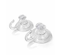 HUNTADEAL Suction Hooks Transparent 3KG - No Drill Wall Hooks for Bathroom Shower Tile Glass - Reusable Vacuum Suction Cup Hooks, Push Down to Lock, Traceless Wreath Hanger for Kitchen Window (2 Pack)