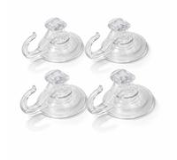 HUNTADEAL Suction Hooks Transparent 3KG - No Drill Wall Hooks for Bathroom Shower Tile Glass - Reusable Vacuum Suction Cup Hooks, Push Down to Lock, Traceless Wreath Hanger for Kitchen Window (4 Pack)