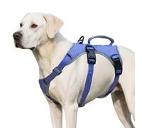 Huntboo Adjustable Reflective Dog Harness - Medium to XL, Breathable Vest for Small to Large Dogs - Walking, Training, Running (Purple)