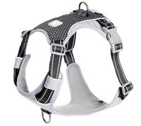 Huntboo Anti Pull Dog Harness Medium, No-Pull Reflective Hanresses for Pet with Front Clip, Adjustable, Breathable for Small, Medium & Large Dogs Walking, Training, Running (Static Black, S)