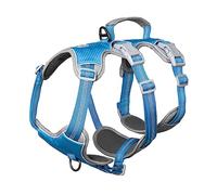 Huntboo Escape Proof Dog Harness Medium, Anti-Pull Dog Harness with Handle, Breathable, Adjustable Dog Harness Small, Reflective Harnesses for Large Dogs Outdoor, Walking, Training (Blue, M)