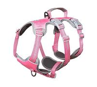 Huntboo Escape Proof Dog Harness Medium, Anti-Pull Dog Harness with Handle, Breathable, Adjustable Dog Harness Small, Reflective Harnesses for Large Dogs Outdoor, Walking, Training (Pink, M)