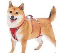 Huntboo Escape Proof Dog Harness Medium, Anti-Pull Dog Harness with Handle, Breathable, Adjustable Dog Harness Small Dog, Reflective Harnesses for Large Dogs Outdoor, Walking, Training (Red, M)