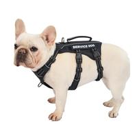Huntboo Service Dog Vest Harness, Escape Proof Harness with 6 Patches, No-Pull, Reflective Harness with Handle, Adjustable for Small to Large Dogs, for Training and Hiking (Black, M)