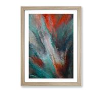 Hunted By The Fires Abstract Framed Wall Art Print A2 Oak