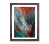 Hunted By The Fires Abstract Framed Wall Art Print A2 Walnut
