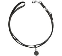 HUNTER Aalborg Adjustable Dog Lead Braided Black - 3-Way Adjustable Heavy Duty Soft Leather with Braided O-Rings Made in Germany Size 20/200