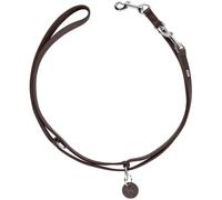HUNTER Aalborg Adjustable Dog Lead Braided Dark Brown - 3-Way Adjustable Strong Greased Cowhide Leather Handmade O-Rings Size 15/200