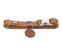 HUNTER Aalborg Aluminium Strong Dog Collar, Colour: Cognac, Soft Leather, Aluminium Click Closure, Infinitely Adjustable, Robust, Elegant and Timeless, Made in Germany, Size: M