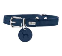 HUNTER AALBORG Dog Collar, Colour: Dark Blue, Robust and Durable Leather, Strong Greasing, Ideal for Dog Sports and Everyday Life, with Leather Pendant, Made in Germany, Size: 52