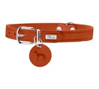 HUNTER Aalborg Dog Collar, Colour: Orange, Robust and Durable Leather, Strong Greasing, Ideal for Dog Sports and Everyday Life, with Leather Pendant, Made in Germany, Size: 42