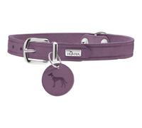 HUNTER Aalborg Dog Collar, Colour: Purple, Robust and Durable Leather, Strong Greasing, Ideal for Dog Sports and Everyday Life, with Leather Pendant, Made in Germany, Size: 32