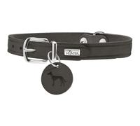 HUNTER Aalborg Dog Collar, Colour: Stone Grey, Robust and Durable Leather, Strong Greasing, Ideal for Dog Sports and Everyday Life, with Leather Pendant, Made in Germany, Size: 37