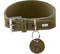 HUNTER Aalborg Greyhound Collar Olive Robust Soft Leather, Ideal for Greyhounds, Pressure-Distributing Design, Gentle on the Larynx, Made in Germany, Size 37