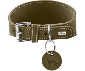 HUNTER Aalborg Greyhound Collar Olive Robust Soft Leather, Ideal for Greyhounds, Pressure-Distributing Design, Gentle on the Larynx, Made in Germany, Size 37