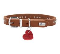 HUNTER Aalborg Hearts Dog Collar | Soft full cowhide leather, with heart details, heart pendant, made in Germany, colour: cognac, size: 37