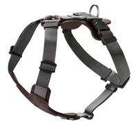 HUNTER Aalborg Mixed Dog Harness, Dark Brown/Grey, XS-S | Cowhide leather/nylon, adjustable to 5 different positions, with plastic buckles, made in Germany, colour: dark brown/grey