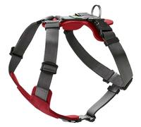 HUNTER AALBORG MIXED Dog Harness Red/Grey Cowhide Leather/Nylon Adjustable to 5 Positions Lightweight with Plastic Buckles Made in Germany Size: M-L